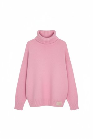 Cozy Pink Oversized Turtleneck Sweater