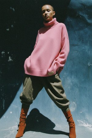 Cozy Pink Oversized Turtleneck Sweater