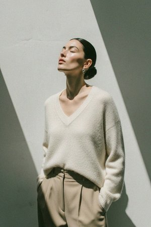 Cozy V-Neck Fuzzy Knit Sweater