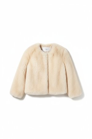 Fluffy Beige Faux Fur Short Coat