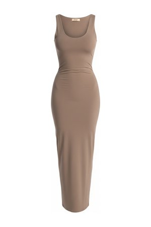 Beige Sleeveless Bodycon Maxi Dress