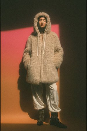 Shaggy Faux Fur Hooded Coat