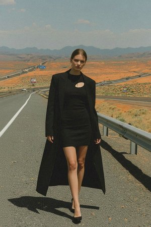 Black Ribbed Long Sleeve Mini Dress with Cutout