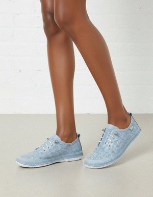 Light Blue Perforated Slip-On Casual Sneakers