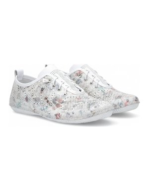 White Perforated Floral Slip-On Sneaker