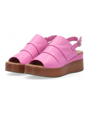 Pink Ruched Platform Slingback Sandals