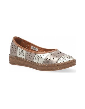 Metallic Perforated Slip-On Comfort Flats