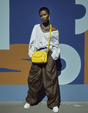 Vibrant Yellow Leather Crossbody Shoulder Bag