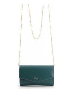 Chic Green Clutch Bag with Gold Chain Strap