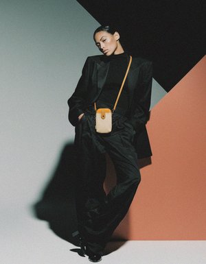 Chic Two-Tone Leather Mini Crossbody Bag