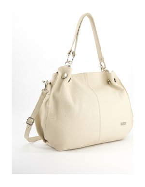 Elegant Beige Leather Shoulder Bag with Detachable Strap