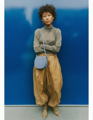 Stylish Blue Suede Saddle Bag with Braided Details