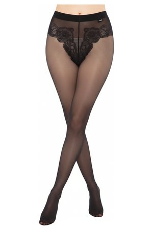 Elegant Black Sheer Tights with Lace Detail