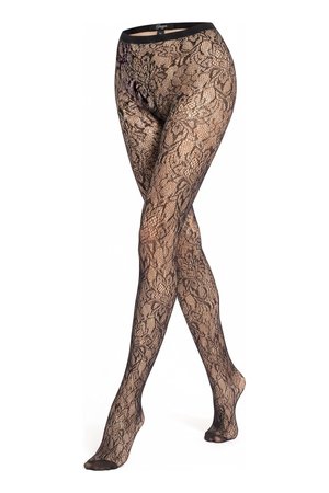 Elegant Black Lace Pattern Tights