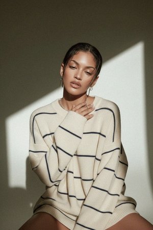 Oversize Striped Knit Sweater