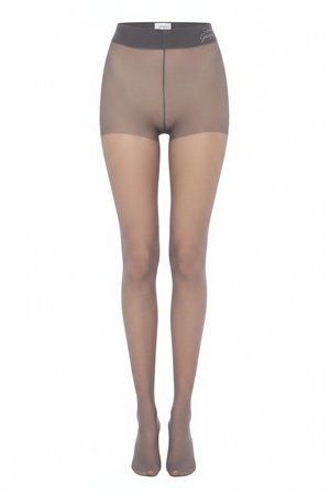 Sheer Grey Tights with Wide Comfort Waistband