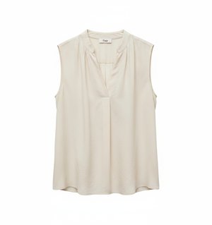 Beige Sleeveless V-Neck Blouse