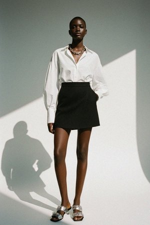 Chic Black Wrap Design Mini Skirt