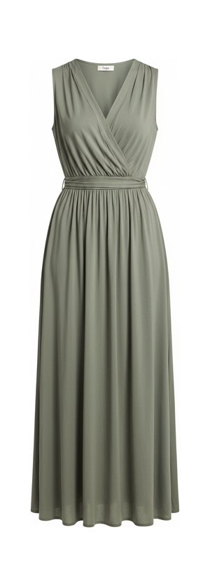 Flowing V-Neck Maxi Dress with Tie Waist