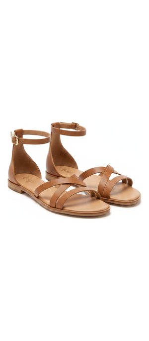 Brown Strappy Flat Sandals