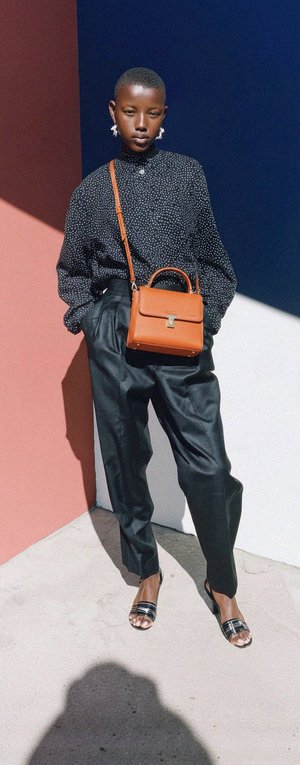 Chic Orange Structured Crossbody Bag with Top Handle