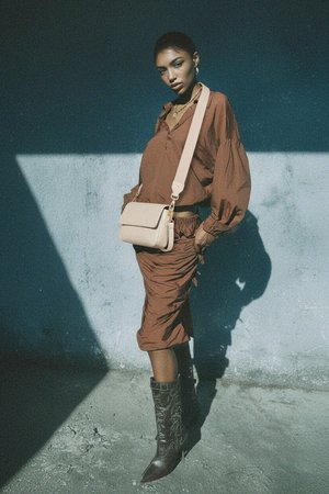 Chic Beige Crossbody Bag with Wide Adjustable Strap