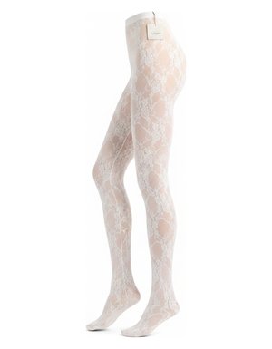 Elegant White Lace Pattern Tights