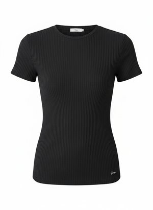 Black Ribbed Fitted Short Sleeve T-shirt