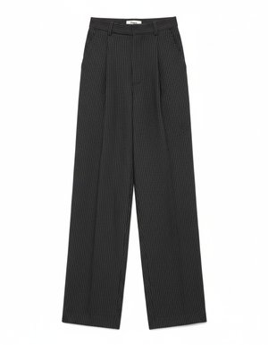 Oversized Pinstripe Wide-Leg Long Pants