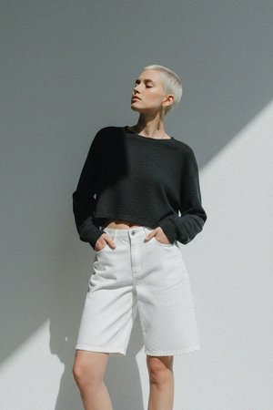 Classic White Knee-Length Shorts