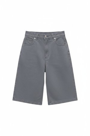 Grey Relaxed Fit Knee-Length Shorts