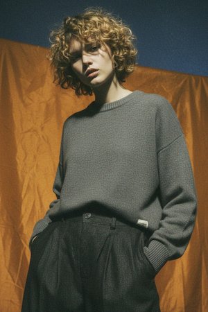 Soft Grey Oversized Knit Pullover