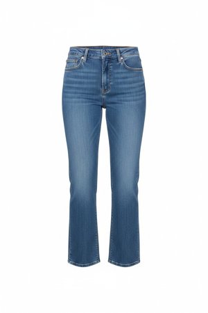 High-Waist Cropped Blue Denim Jeans