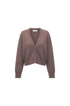 Relaxed Brown V-Neck Knit Cardigan