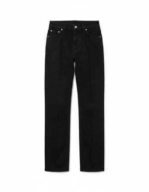 Classic Black Straight Leg Pants with Front Seam Detail