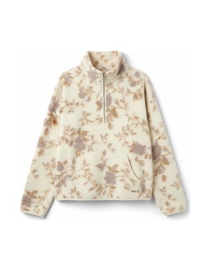 Floral Half-Zip Fleece Pullover Sweater