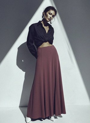 Plum Maxi Skirt with Flowing Silhouette