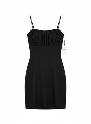 Black Ruched Bodice Mini Dress