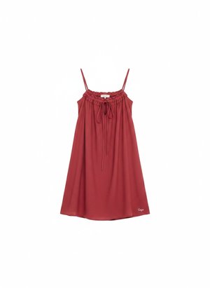Red Spaghetti Strap Mini Dress with Tie Detail