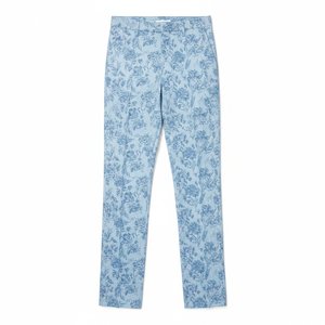 Blue Floral Pattern Regular Fit Pants