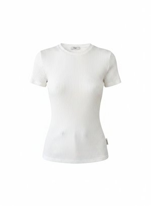 Fitted White Ribbed Short Sleeve Top