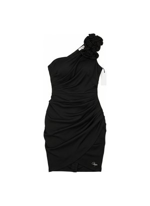 Elegant Black One-Shoulder Ruched Mini Dress