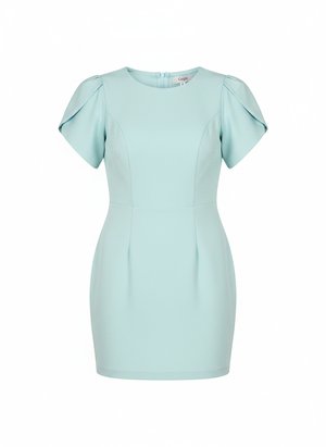 Elegant Mint Blue Mini Dress with Structured Sleeves