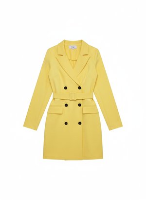Yellow Belted Double-Breasted Mini Dress
