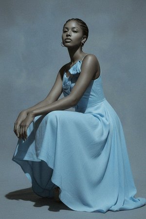 Sky Blue Midi Dress with Decorative Front Bow