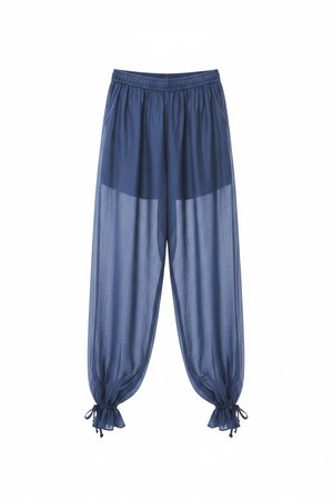 Flowy Blue Harem Pants with Ruffled Ankles