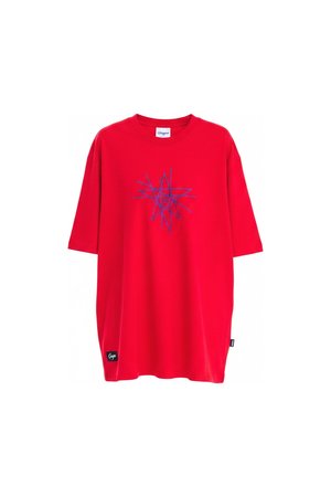 Oversize Red T-shirt with Supergirl Star Graphic
