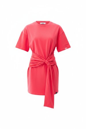 Vibrant Pink Knot-Front Mini Dress