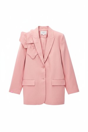 Stylish Pink Oversized Blazer with Shoulder Detail