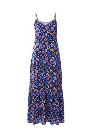 Abstract Floral Print Tiered Maxi Dress